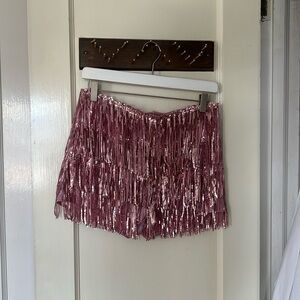 Sequin Fringe Mini Skirt